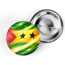 İberk 5 Adet - Iğneli Çanta Rozeti - São Tomé ve Príncipe – São Tomé And Príncipe Bayrağı - Abstract Ülke Bayraklı