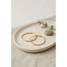 Kuşkaya Ticaret 316L Çelik Gold Renk 36 mm Halka Küpe
