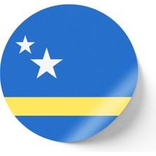 İberk 24 Adet - 7 cm Sticker Etiket - Vektörel Ülke Bayraklı Curacao Curaçao Bayrağı