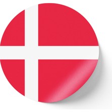İberk 24 Adet - 7 cm Sticker Etiket - Vektörel Ülke Bayraklı Denmark Danimarka Bayrağı