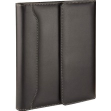 Valor 2k 4513 Ajanda Tarihsiz Kareli 17 x 24 cm Ajanda/defter Hesap Makineli Suni Deri Organizer, Siyah