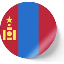 İberk 30 Adet - 5.5 cm Sticker Etiket - Vektörel Ülke Bayraklı Mongolia Moğolistan Moğol Bayrağı