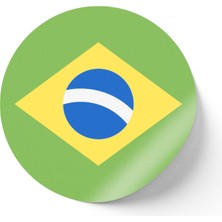 İberk 30 Adet - 5.5 cm Sticker Etiket - Vektörel Ülke Bayraklı Brazil Brezilya Bayrağı