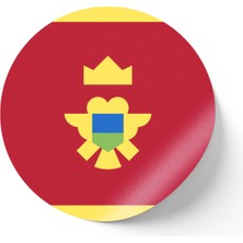 İberk 30 Adet - 5.5 cm Sticker Etiket - Vektörel Ülke Bayraklı Montenegro Karadağ Bayrağı