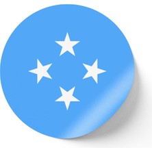İberk 24 Adet - 7 cm Sticker Etiket - Vektörel Ülke Bayraklı Micronesia Mikronezya Bayrağı