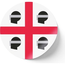 İberk 24 Adet - 7 cm Sticker Etiket - Vektörel Ülke Bayraklı Sardinia Sardinya Bayrağı