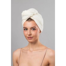 Valor %100 Pamuk Bej Havlu Bone Saç Kurutma Bonesi Kafa Havlusu Duş Banyo Bonesi Islak Saç Kurulama Bone