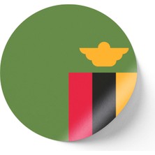 İberk 30 Adet - 5.5 cm Sticker Etiket - Vektörel Ülke Bayraklı Zambia Zambiya Bayrağı
