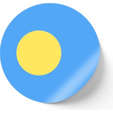 İberk 30 Adet - 5.5 cm Sticker Etiket - Vektörel Ülke Bayraklı Palau Bayrağı
