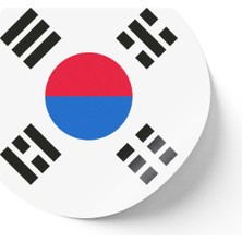 İberk 24 Adet - 7 cm Sticker Etiket - Vektörel Ülke Bayraklı South Korea Güney Kore Bayrağı
