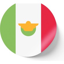 İberk 30 Adet - 5.5 cm Sticker Etiket - Vektörel Ülke Bayraklı Mexico Meksika Bayrağı