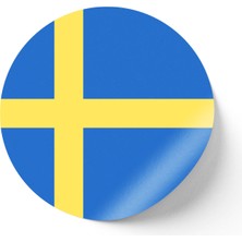 İberk 30 Adet - 5.5 cm Sticker Etiket - Vektörel Ülke Bayraklı Sweden Isveç Bayrağı