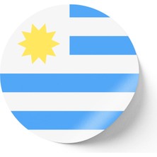 İberk 24 Adet - 7 cm Sticker Etiket - Vektörel Ülke Bayraklı Uruguay Bayrağı