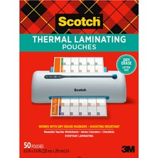 Valor Scotch Kuru Silme Termal Laminasyon Torbaları, 50'li Paket, Kuru Silme Işaretleyicileriyle Çalışır,