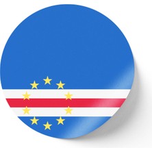 İberk 30 Adet - 5.5 cm Sticker Etiket - Vektörel Ülke Bayraklı Cape Verde Cabo Verde Bayrağı