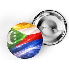 İberk 5 Adet - Iğneli Çanta Rozeti - Komorlar – Comoros Bayrağı - Abstract Ülke Bayraklı