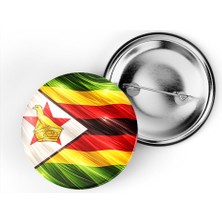 İberk 5 Adet - Iğneli Çanta Rozeti - Zimbabve – Zimbabwe Bayrağı - Abstract Ülke Bayraklı
