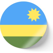 İberk 24 Adet - 7 cm Sticker Etiket - Vektörel Ülke Bayraklı Rwanda Ruanda Bayrağı