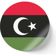 İberk 30 Adet - 5.5 cm Sticker Etiket - Vektörel Ülke Bayraklı Libya Bayrağı
