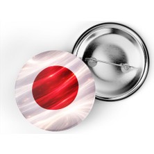 İberk 5 Adet - Iğneli Çanta Rozeti - Japonya – Japan Bayrağı - Abstract Ülke Bayraklı