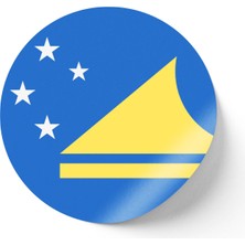 İberk 24 Adet - 7 cm Sticker Etiket - Vektörel Ülke Bayraklı Tokelau Bayrağı