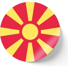 İberk 30 Adet - 5.5 cm Sticker Etiket - Vektörel Ülke Bayraklı Republic Of Macedonia Makedonya Cumhuriyeti Bayrağı