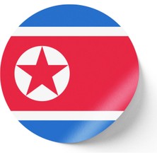 İberk 30 Adet - 5.5 cm Sticker Etiket - Vektörel Ülke Bayraklı North Korea Kuzey Kore Bayrağı