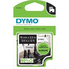 Valor Dymo S0718050, Yüksek Performans Esnek Naylon (19 mm x 3,5 Mt), Siyah/beyaz (16958)