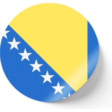 İberk 30 Adet - 5.5 cm Sticker Etiket - Vektörel Ülke Bayraklı Bosnia And Herzegovina Bosna-Hersek Bayrağı