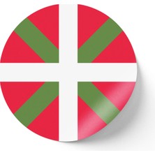 İberk 24 Adet - 7 cm Sticker Etiket - Vektörel Ülke Bayraklı Basque Country Bask Ülkesi Bask Bayrağı