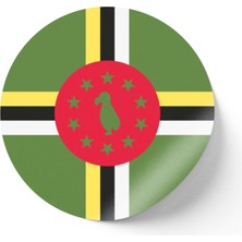 İberk 24 Adet - 7 cm Sticker Etiket - Vektörel Ülke Bayraklı Dominica Dominika Bayrağı