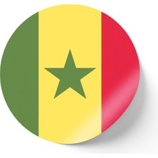 İberk 24 Adet - 7 cm Sticker Etiket - Vektörel Ülke Bayraklı Senegal Bayrağı