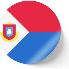İberk 24 Adet - 7 cm Sticker Etiket - Vektörel Ülke Bayraklı Sint Maarten Bayrağı