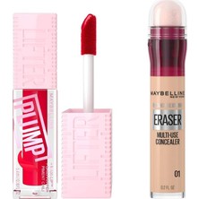 Valor Maybelline New York Lifter Plump Dudak Parlatıcısı- 004 Red Flag & Instant Anti Age Eraser Kapatıcı