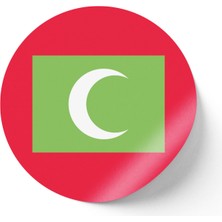 İberk 30 Adet - 5.5 cm Sticker Etiket - Vektörel Ülke Bayraklı Maldives Maldivler Bayrağı