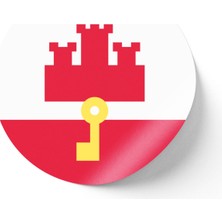 İberk 30 Adet - 5.5 cm Sticker Etiket - Vektörel Ülke Bayraklı Gibraltar Cebelitarık Bayrağı