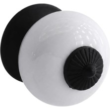Valor (1 Adet) Retro Porselen Beyaz Renk Metal Taban Kulp Mobilya Gardrop Dolabı Kapak Kulpu Çekmece Kulb
