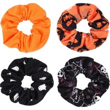 Valor Ardorchid Cadılar Bayramı Saç Scrunchies Ürkütücü Turuncu Kabak Scrunchies Kafatası Hayaletler Yara