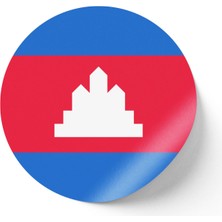 İberk 24 Adet - 7 cm Sticker Etiket - Vektörel Ülke Bayraklı Cambodia Kamboçya Bayrağı