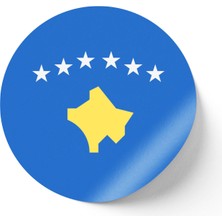 İberk 30 Adet - 5.5 cm Sticker Etiket - Vektörel Ülke Bayraklı Kosovo Kosova Bayrağı