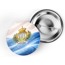 İberk 5 Adet - Iğneli Çanta Rozeti - San Marino – San Marino Bayrağı - Abstract Ülke Bayraklı