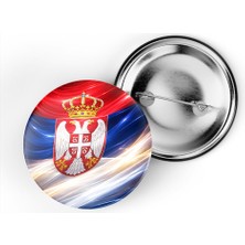 İberk 5 Adet - Iğneli Çanta Rozeti - Sırbistan – Serbia Bayrağı - Abstract Ülke Bayraklı
