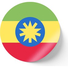 İberk 24 Adet - 7 cm Sticker Etiket - Vektörel Ülke Bayraklı Ethiopia Etiyopya Bayrağı