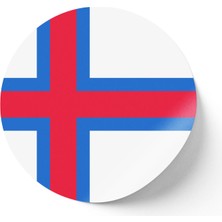 İberk 30 Adet - 5.5 cm Sticker Etiket - Vektörel Ülke Bayraklı Faroe Islands Faroe Adaları Bayrağı