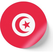 İberk 30 Adet - 5.5 cm Sticker Etiket - Vektörel Ülke Bayraklı Tunisia Tunus Bayrağı