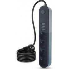 Valor Orret Home 10A Akım Korumalı Uzatma Kablosu 4 Priz 3 USB Girişli 2 Metre Çoklu Priz, Termal Korumal