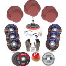 Valor Telvesse 33 Parça Spiral Ananuç Içi Taşlama 115MM Cırt Zımparamatkap Seti, Telvesse