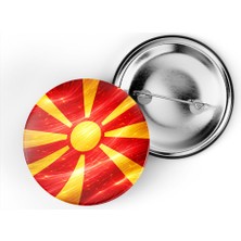 İberk 5 Adet - Iğneli Çanta Rozeti - Kuzey Makedonya – North Macedonia Bayrağı - Abstract Ülke Bayraklı