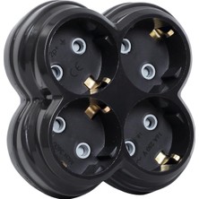 Valor 4lü Golyat Fiş, Dörtlü Topraklı Priz Çoklayıcı Fiş, 16A 250 Volt, Max 3600 Watt (Siyah)