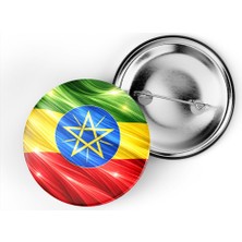 İberk 5 Adet - Iğneli Çanta Rozeti - Etiyopya – Ethiopia Bayrağı - Abstract Ülke Bayraklı
